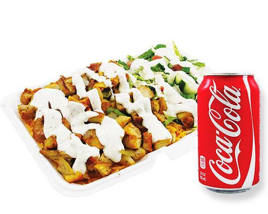 Order CHICKEN OVER RICE FREE CAN SODA  food online from Us Kennedy Fried Chicken store, New York on bringmethat.com