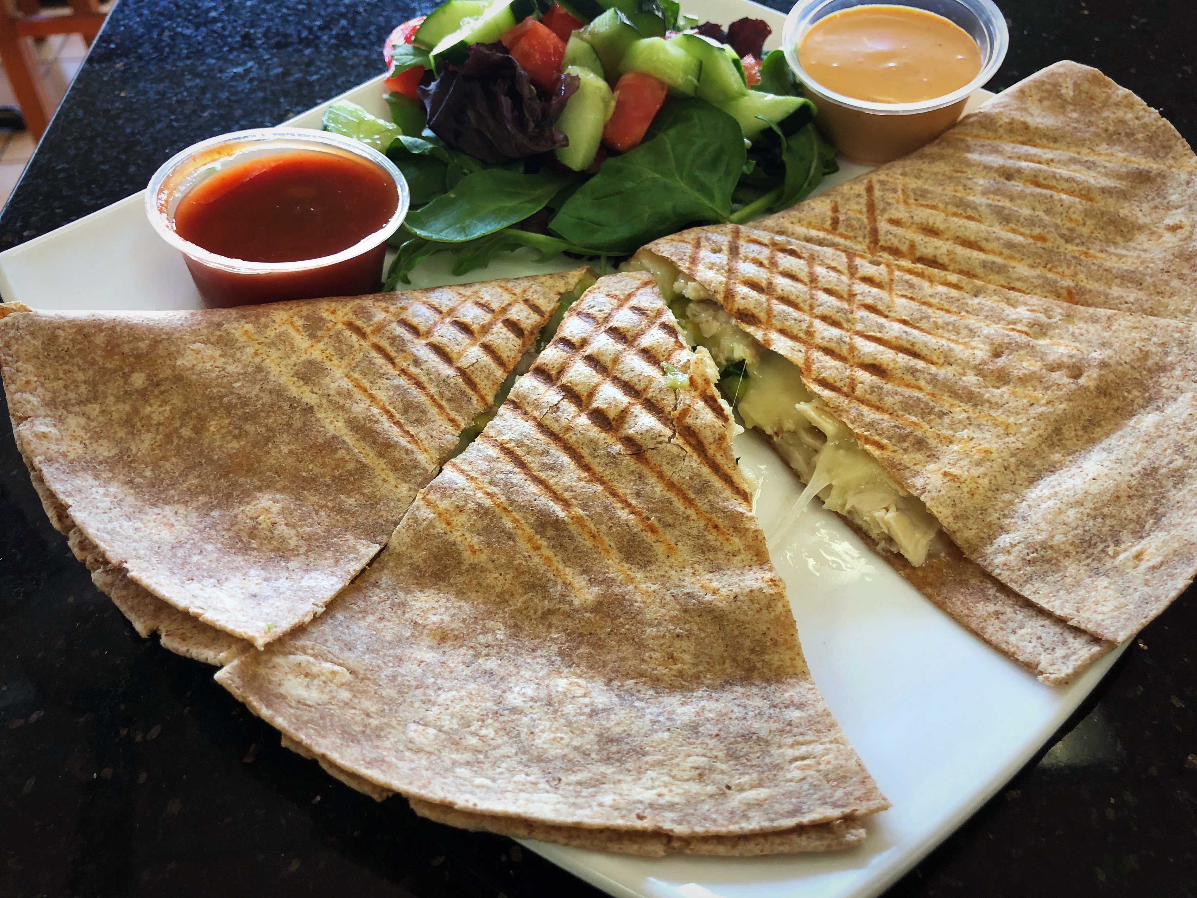 Order Turkey Breast and Avocado Quesadilla food online from Healthy Garden & Gourmet Pizza store, Collingswood on bringmethat.com