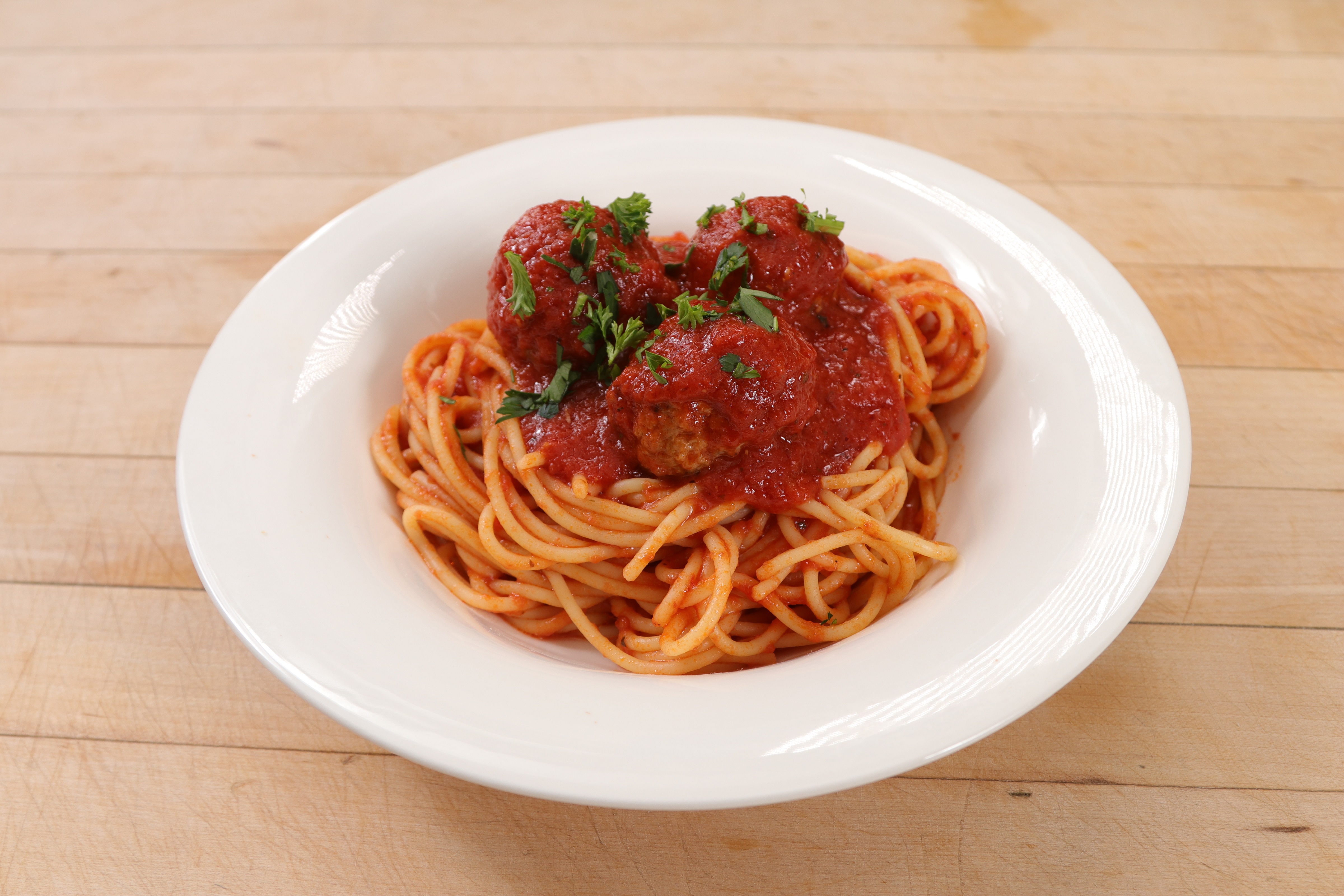 Order 3. Spaghetti with Meatballs Lunch food online from Ameci Pizza & Pasta store, Lake Forest on bringmethat.com