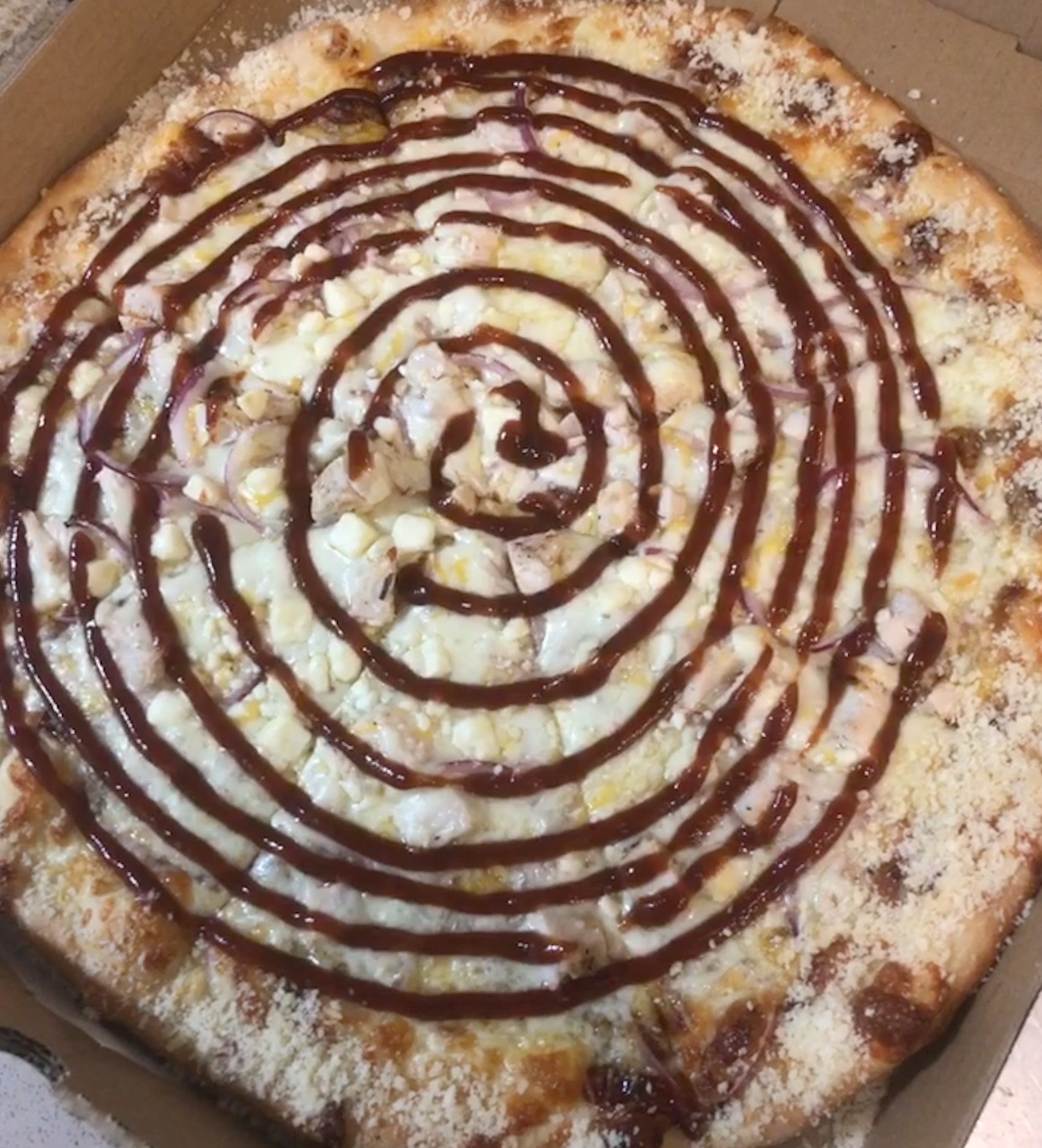 Order BBQ Chicken Pizza - Large 16" food online from Cheap Seats Tavern 2 store, Bluffton on bringmethat.com