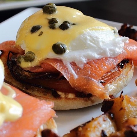 Order Salmon Benedict food online from Stray Hen Cafe store, Chicago on bringmethat.com