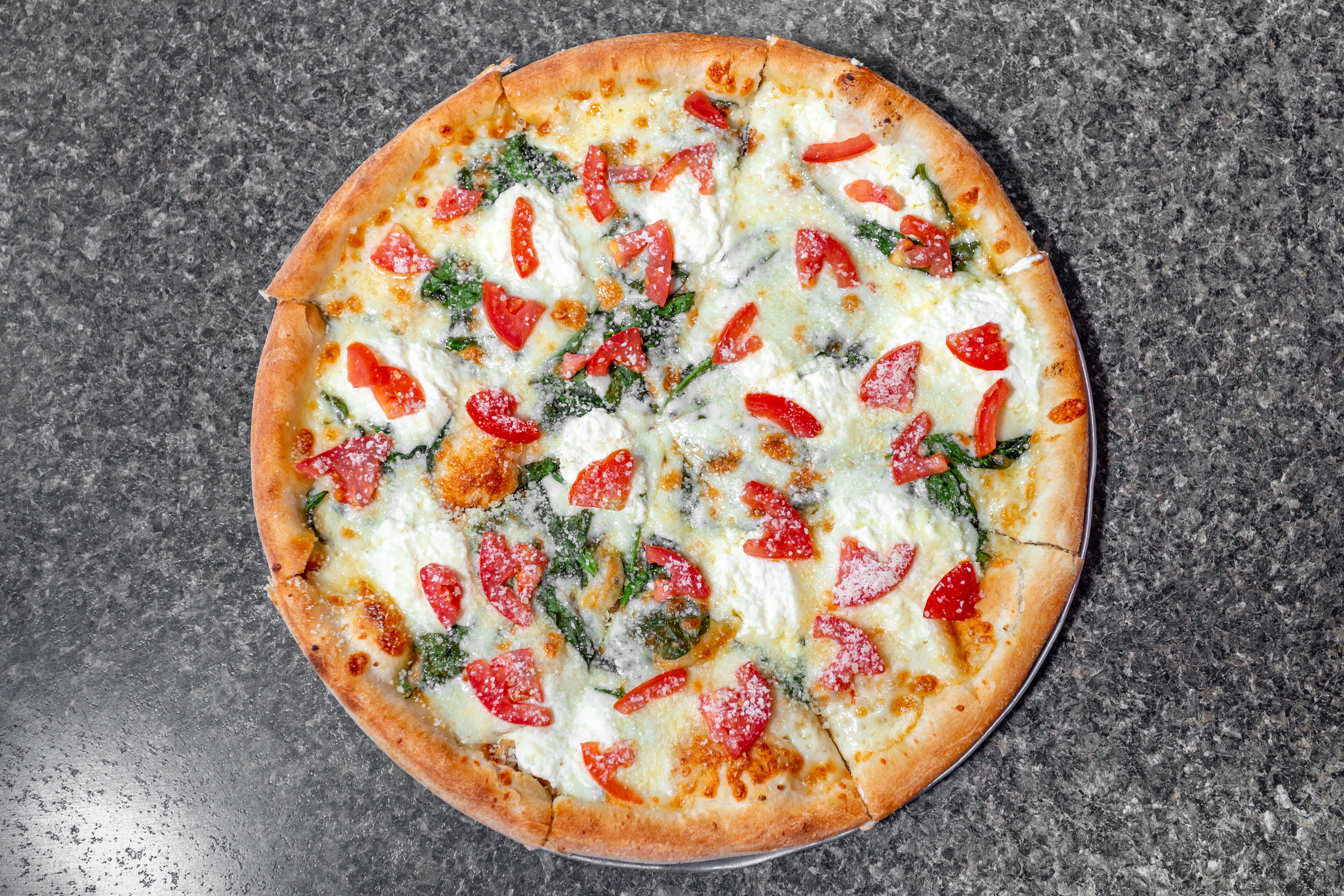 Order White Specialty Pizza - Small 12'' food online from Verrazzanos New York Pizza store, Clearwater on bringmethat.com