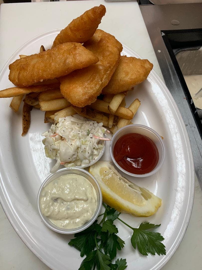 Order Fish & Chips - Entree food online from Pan Am Restaurant store, Fairfax on bringmethat.com