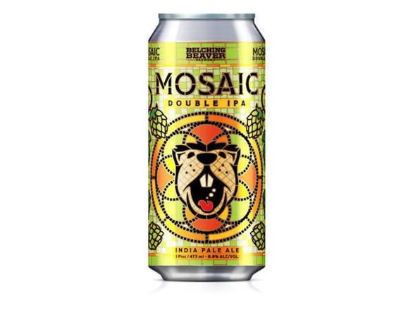 Order Belching Beaver Mosaic Double IPA - 4x 16oz Cans food online from Booze & Brews Liquor store, Burbank on bringmethat.com