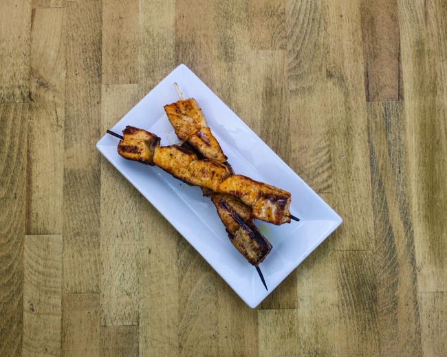 Order Grilled Salmon Souvlaki Stick (1 Stick) food online from Gyro Gyro store, Hartsdale on bringmethat.com