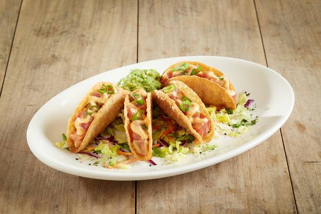 Order Ahi Poke Tacos* food online from Bj Restaurant & Brewhouse store, Mesa on bringmethat.com
