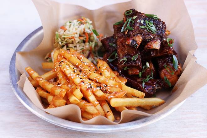 Order Sticky Ribs & Umami Fries food online from Lazy Dog Restaurant & Bar store, Naperville on bringmethat.com