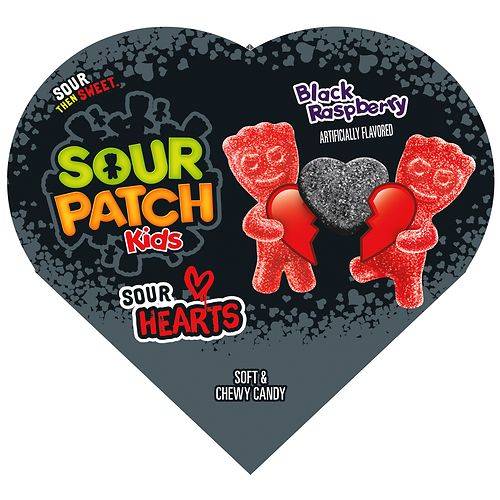 Order Sour Patch Kids Black Raspberry Sour Hearts Soft & Chewy Valentine's Day Candy - 3.45 oz food online from Walgreens store, Mint Hill on bringmethat.com