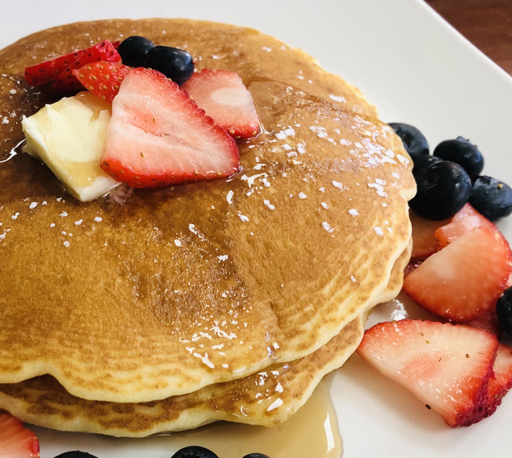 Order Pancakes with Fresh Fruits Plate food online from Bagels and brew store, Astoria on bringmethat.com