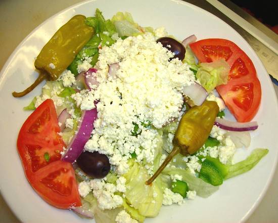 Order Small Greek (Add your protein) Salad food online from The Peppermill Cafe store, Archdale on bringmethat.com