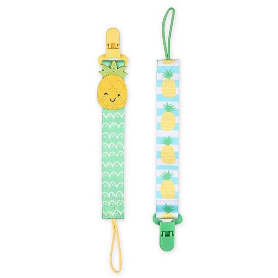 Order The Peanutshell® Pineapple Size 0-18M 2-Pack Pacifier Clips in Mint/Grey food online from Bed Bath & Beyond store, Lancaster on bringmethat.com