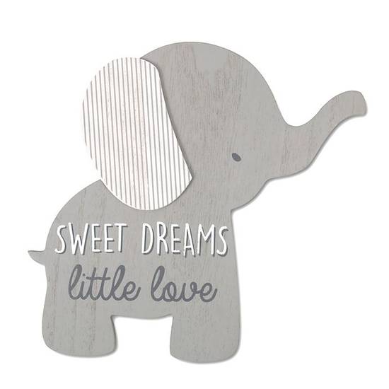 Order Wendy Bellissimo™ 12-Inch x 8-Inch Lil Elephant Sweet Dreams Wall Art in Grey food online from Bed Bath & Beyond store, Lancaster on bringmethat.com