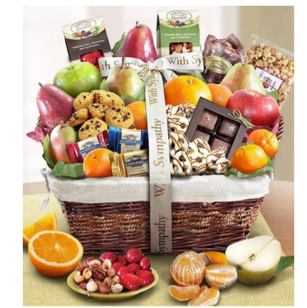 Order Sympathy Basket food online from Cindy Flowers And Gift Shop store, Rahway on bringmethat.com