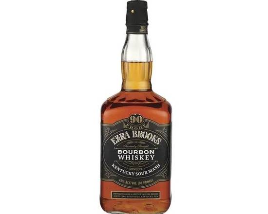 Order Ezra Brooks Bourbon Whiskey 1.75L food online from Happy Hill Country Liqour store, Liberty Hill on bringmethat.com