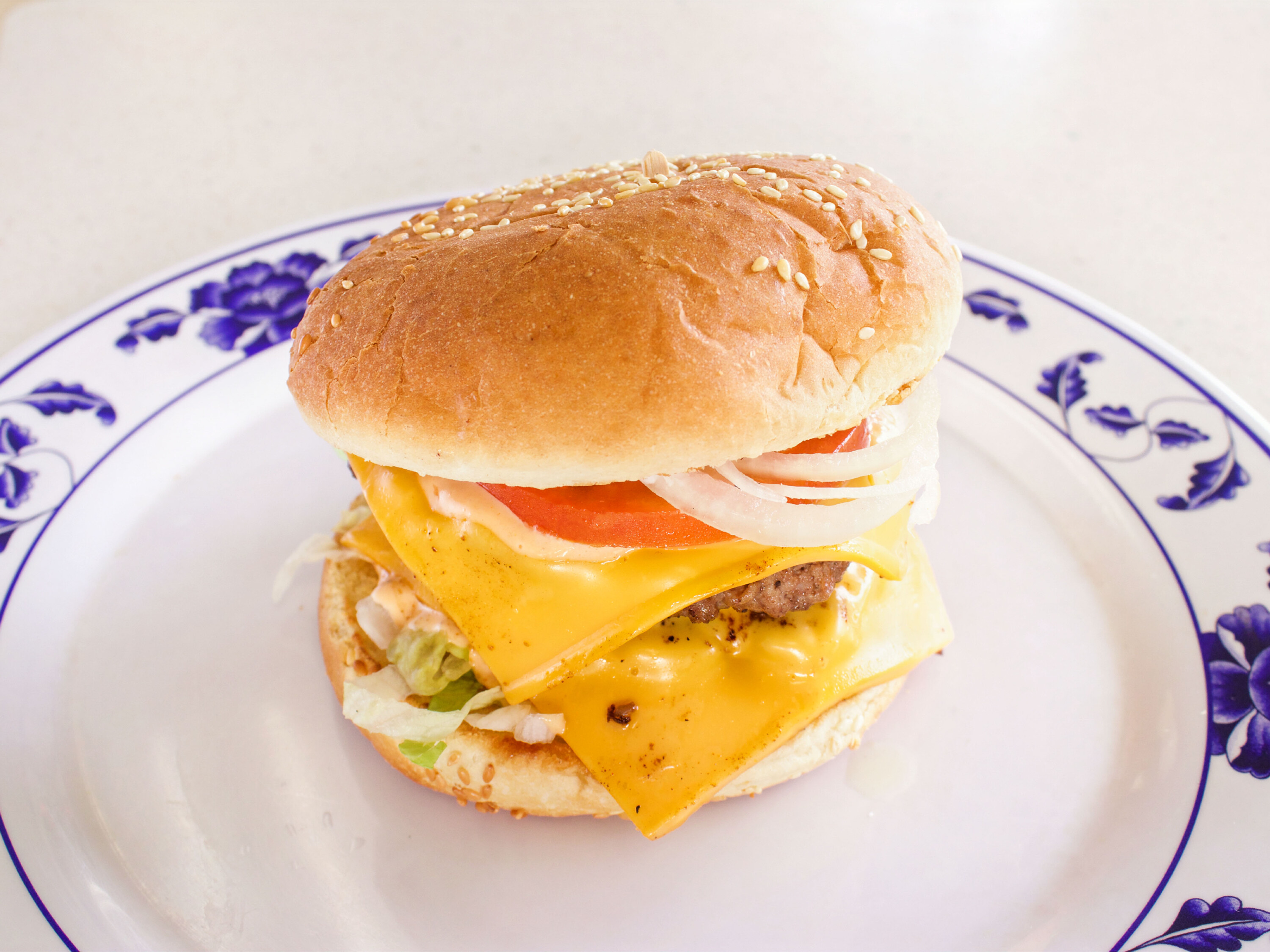 Order Double Cheese Burger food online from Falafel Corner store, Brentwood on bringmethat.com