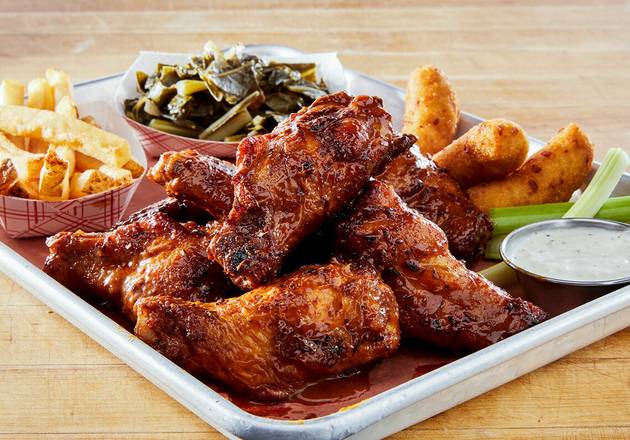 Order Smoked Wing Tray food online from Luella's Bar-B-Que store, Asheville on bringmethat.com