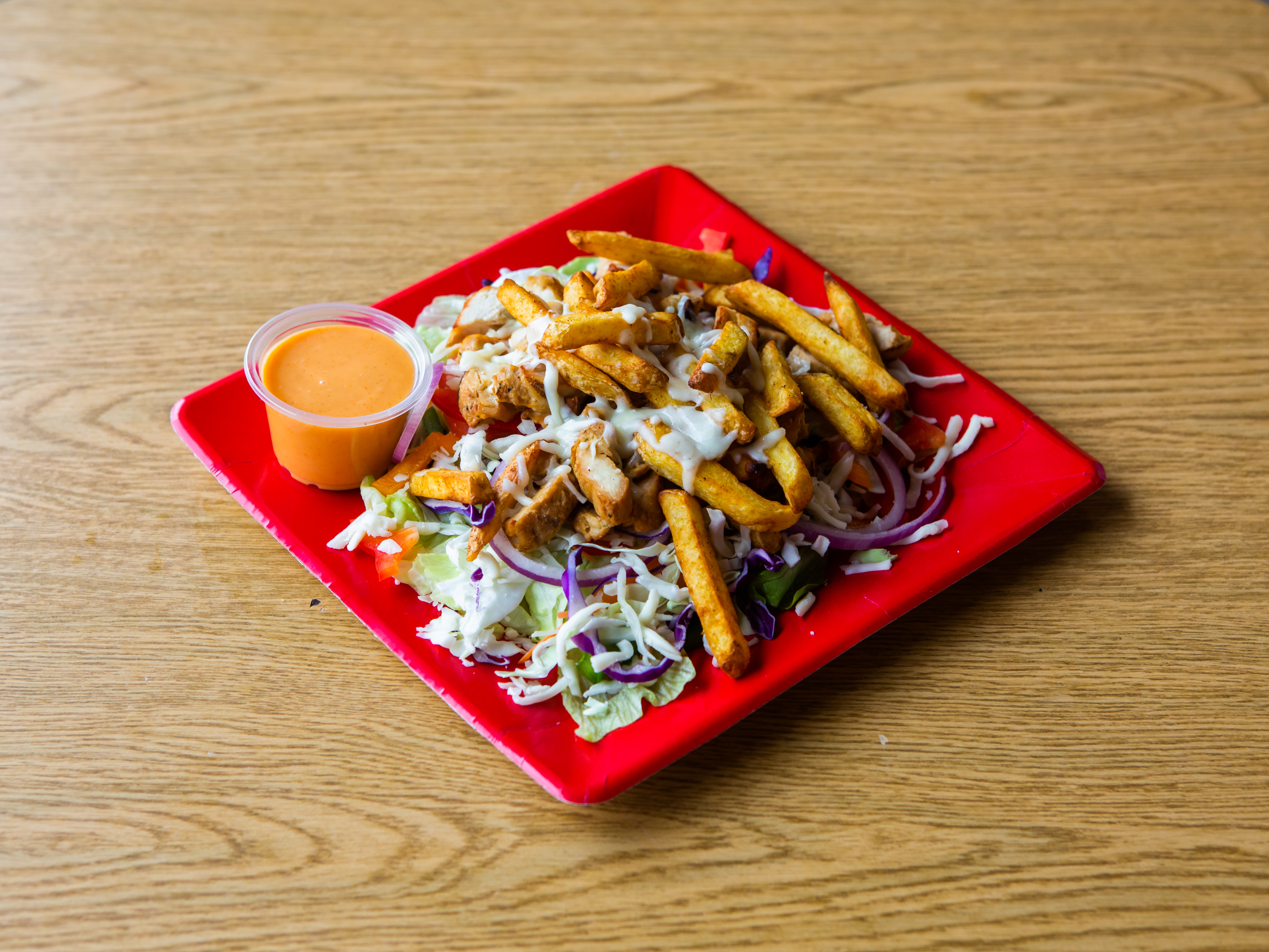 Order Chicken with Fries Salad food online from O.A.K. Pizza store, Uniontown on bringmethat.com