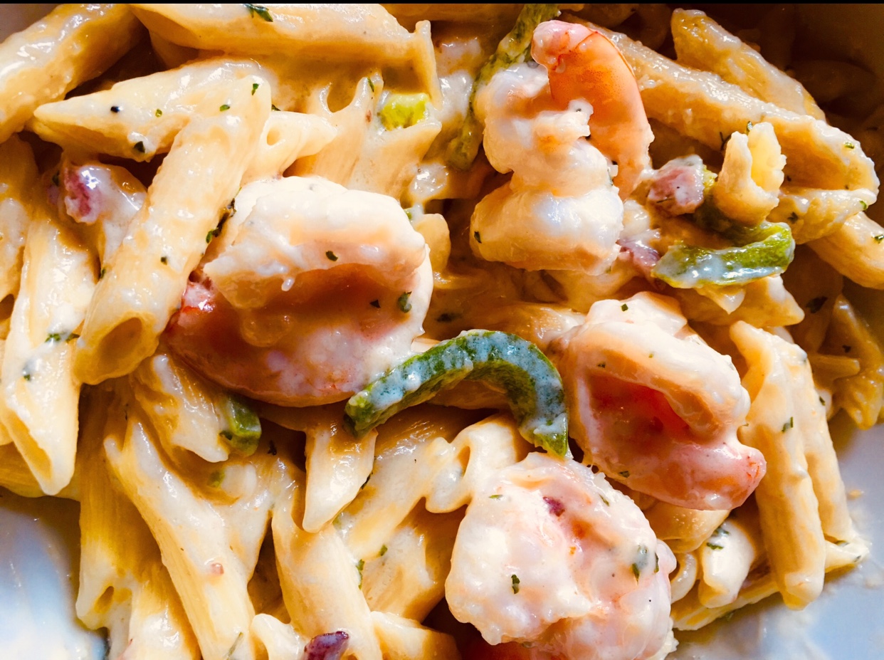 Order Shrimp Penne Blue Cheese Carbonara food online from Rocco Italian Grill store, Wilmington on bringmethat.com