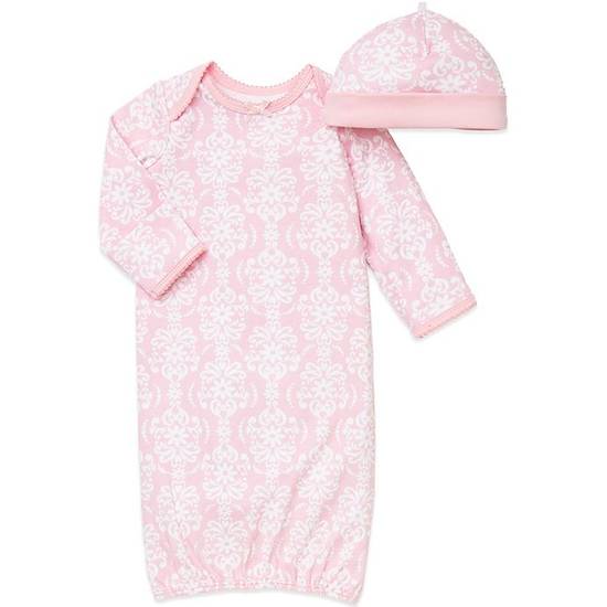Order Little Me® 2-Piece Damask Scroll Newborn Gown and Hat Set in Pink food online from Bed Bath & Beyond store, Lancaster on bringmethat.com