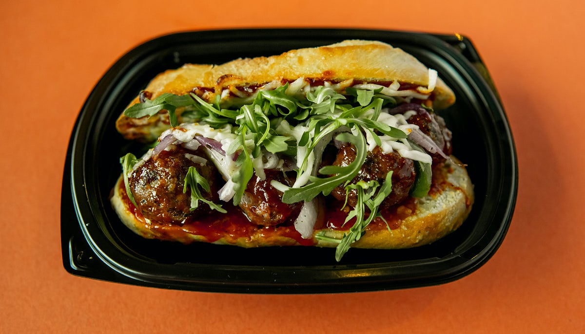 Order CLASSIC BBQ MEATBALL SANDWICH food online from The Meatball Corner store, Round Rock on bringmethat.com