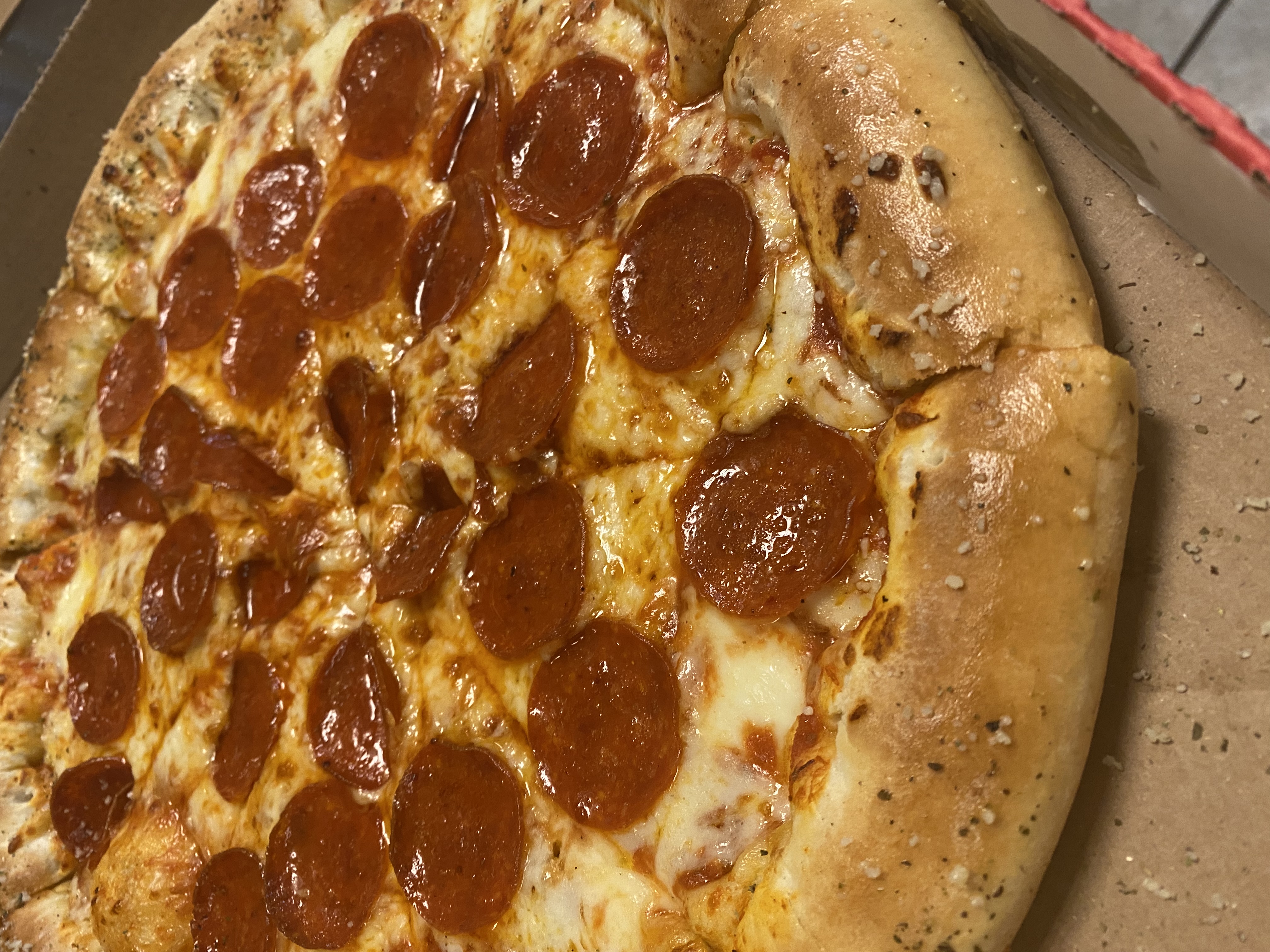 Order 14'' Large Pepperoni Pizza  food online from Georgio's Oven Fresh Pizza Co store, Warrensville Heights on bringmethat.com