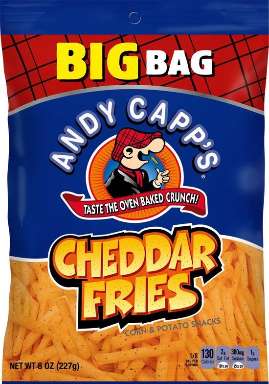 Order Andy Capp'S Cheddar Fries Corn & Potato Snacks Big Bag food online from Exxon Food Mart store, Port Huron on bringmethat.com