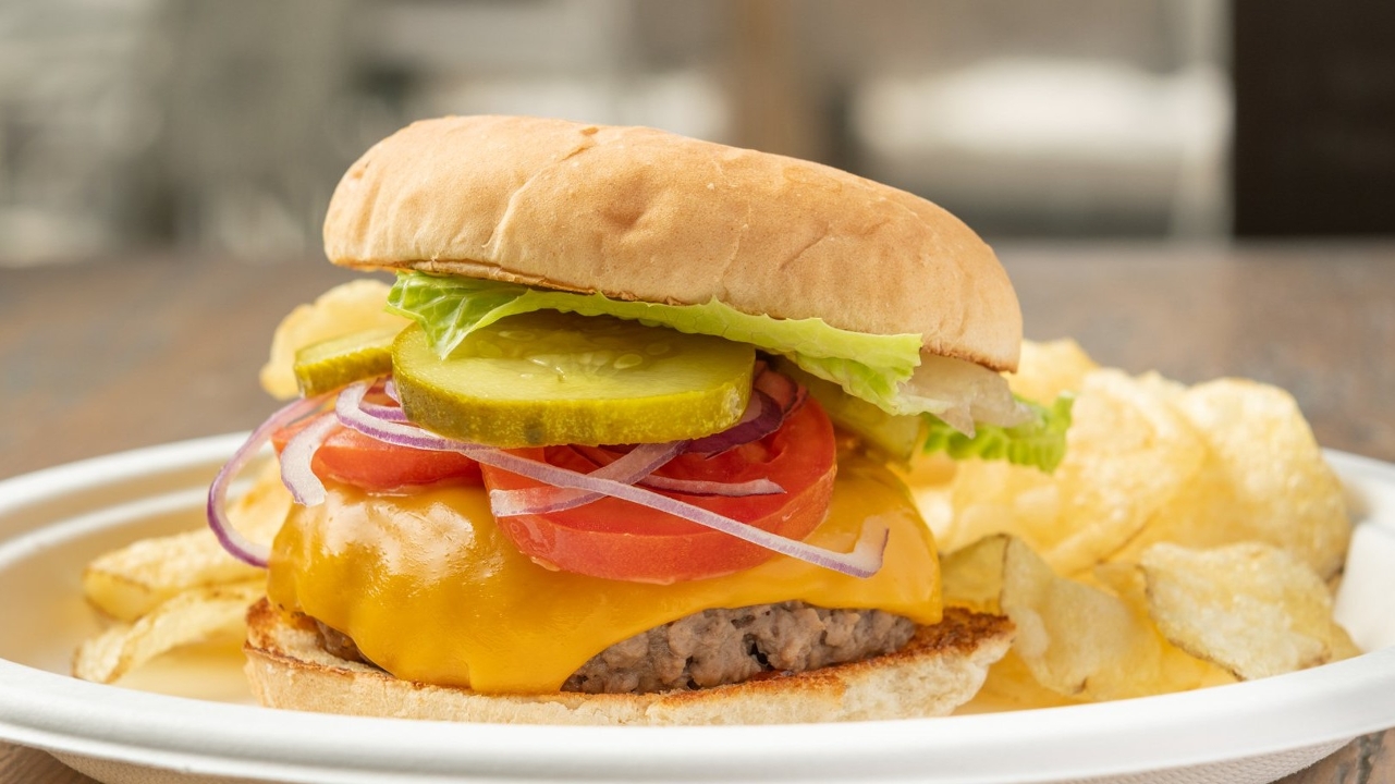 Order CHEESE BURGER food online from Grounded For Life store, Clinton on bringmethat.com