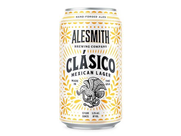 Order AleSmith Clásico Mexican Lager - 6x 12oz Cans food online from Booze & Brews Liquor store, Burbank on bringmethat.com