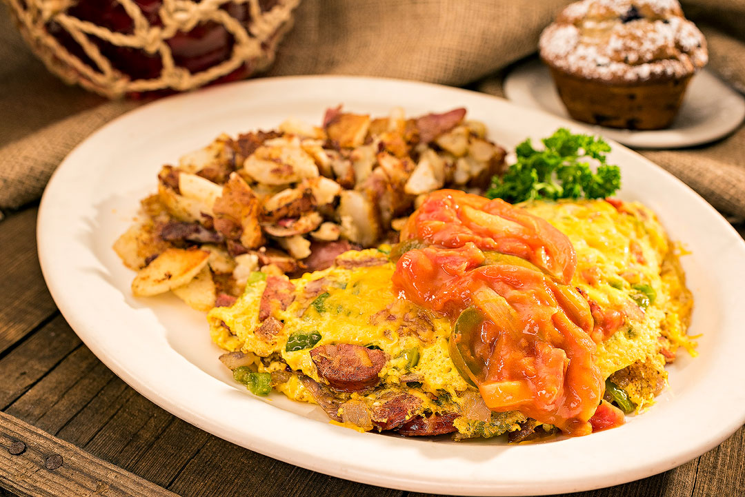 Order The Cajun Omelet food online from Huckleberry store, Modesto on bringmethat.com