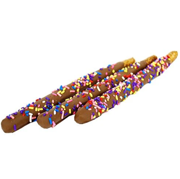 Order Gourmet Milk Chocolate with Sprinkles Pretzel Rods food online from All City Candy store, Cleveland on bringmethat.com