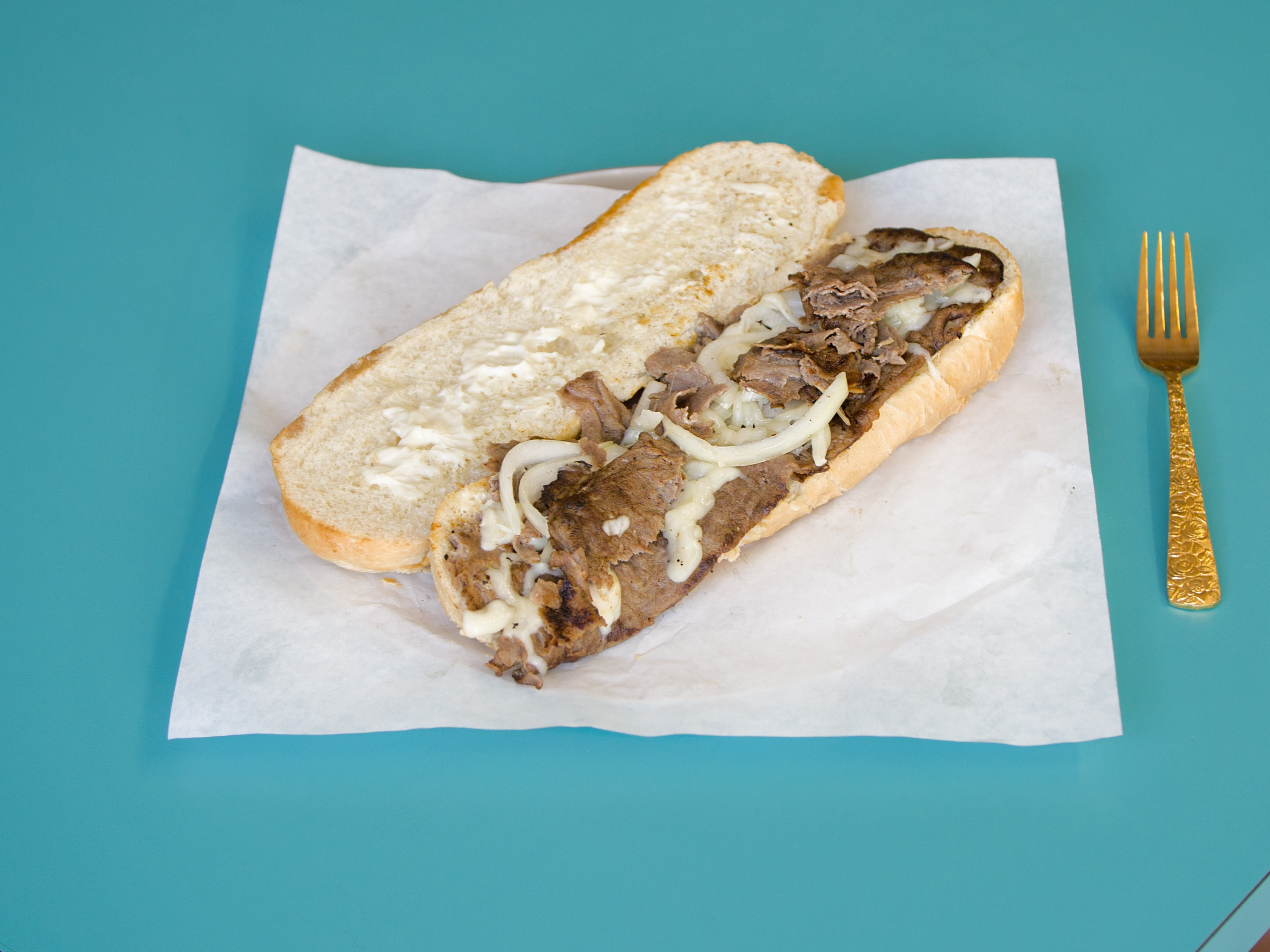 Order Steak, Onion and Cheese Sandwich food online from Andre Pizza store, Los Angeles on bringmethat.com