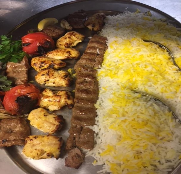 Order Lamb and Chicken Filet Combination Platter Dinner food online from Persian Room store, Tucson on bringmethat.com