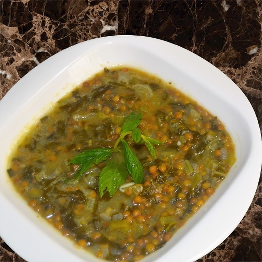 Order V-Lentil Soup سوپ عدس  food online from Kourosh Restaurant store, Woodland Hills on bringmethat.com