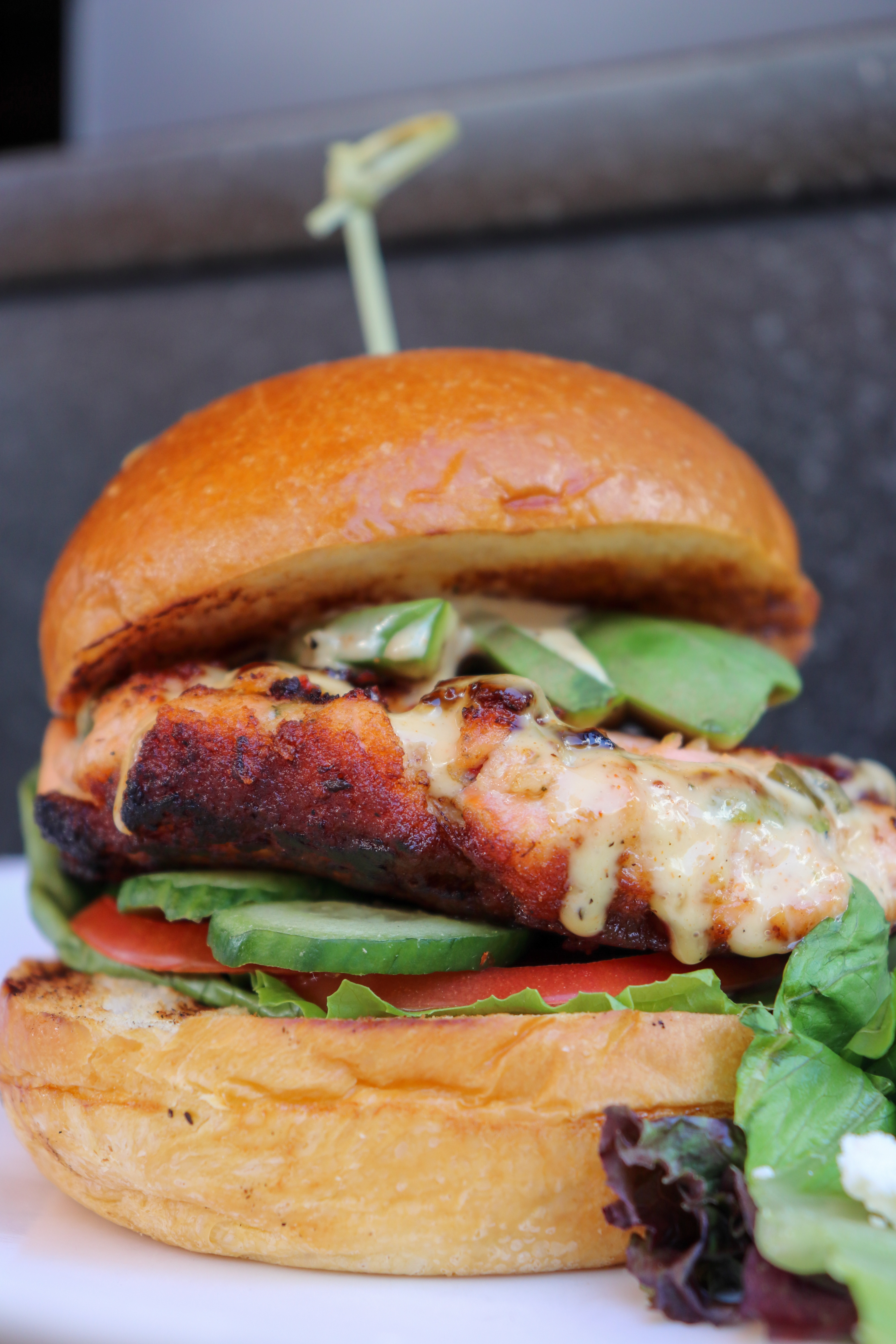 Order Wild Salmon Burger food online from Avenue Cafe store, NY on bringmethat.com
