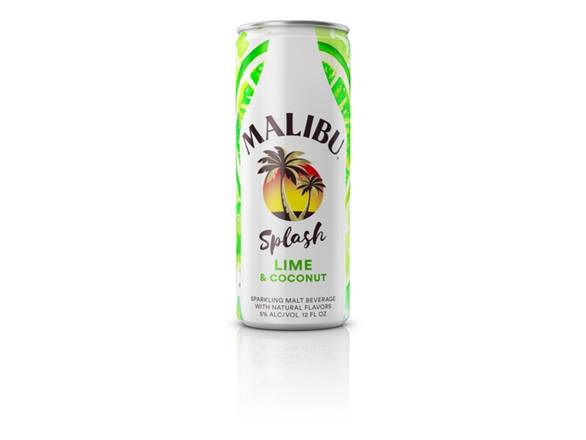 Order Malibu Splash Lime & Coconut Sparkling Malt Beverage - 4x 12oz Cans food online from Shar Armanetti Fine Wine & Spirits store, Carpentersville on bringmethat.com