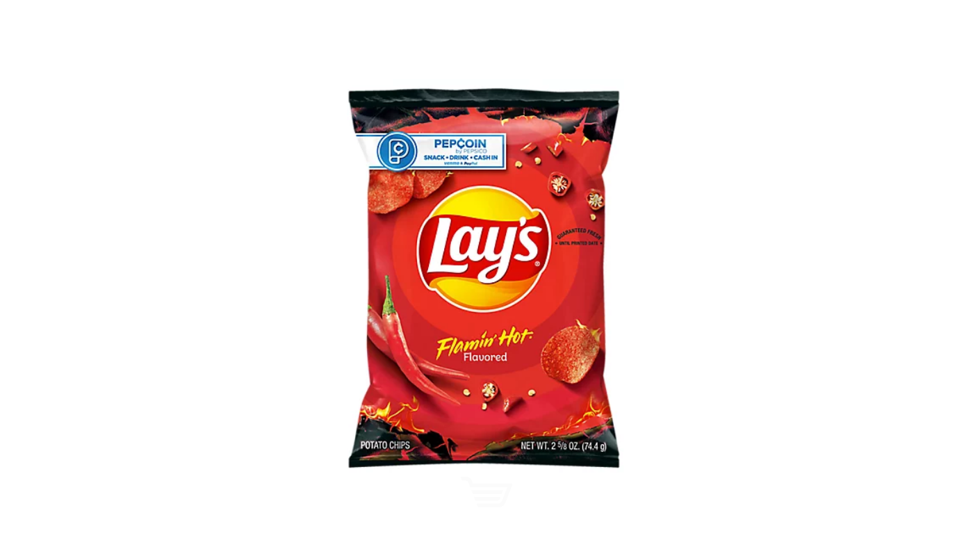 Order Lay's Flamin' Hot Flavored Potato Chips 2.625 oz food online from Ross Liquor store, Sylmar on bringmethat.com