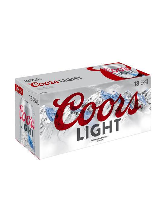 Order Coors Light 18 Pack, 12 OZ each (4.2 % ABV) food online from Chevron Extramile store, Tustin on bringmethat.com