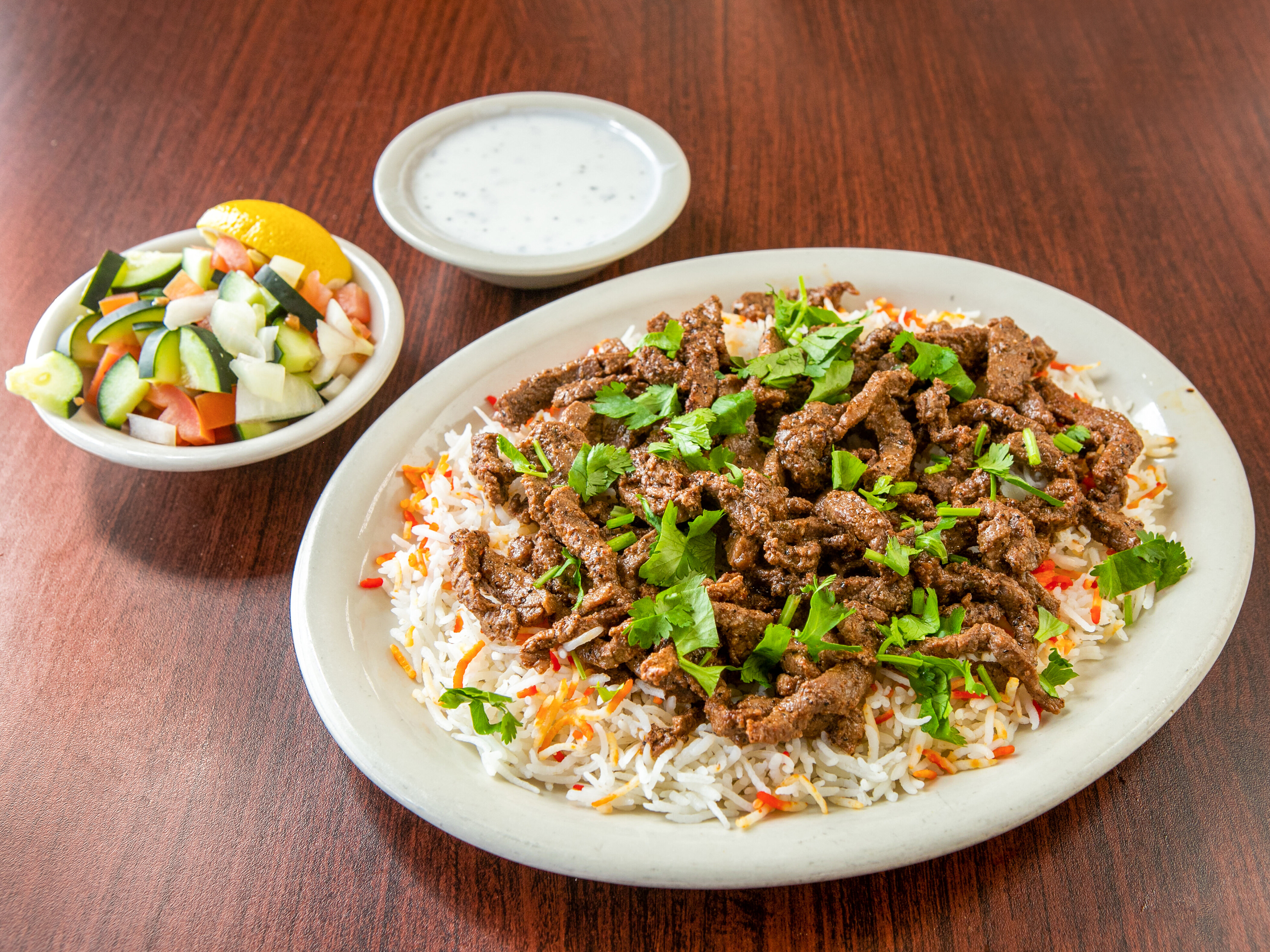 Order Beef Shawarma Platter food online from Shahi Cafe store, Austin on bringmethat.com