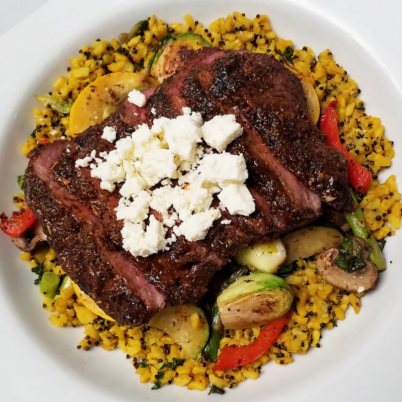 Order FLAT-IRON STEAK POWER GRAIN  BOWL food online from 54th Street Grill and Bar store, Arnold on bringmethat.com
