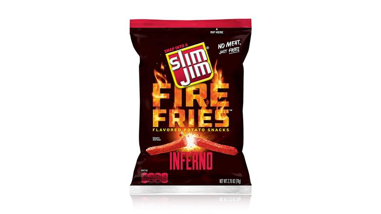 Order Slim Jim Fire Fries Inferno Flavored Potato Snacks  2.75 oz food online from Valero Food Mart store, Murrayville on bringmethat.com