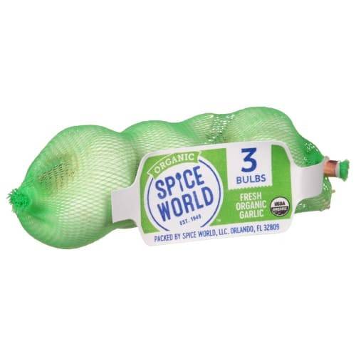 Order Spice World · Organic Garlic Bulb Sleeve (3 bulb) food online from ACME Markets store, Pennsville on bringmethat.com