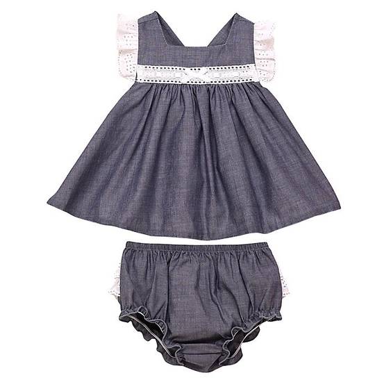 Order Baby Starters® Newborn 2-Piece Eyelet Lace Dress and Diaper Cover Set in Blue food online from Bed Bath & Beyond store, Lancaster on bringmethat.com