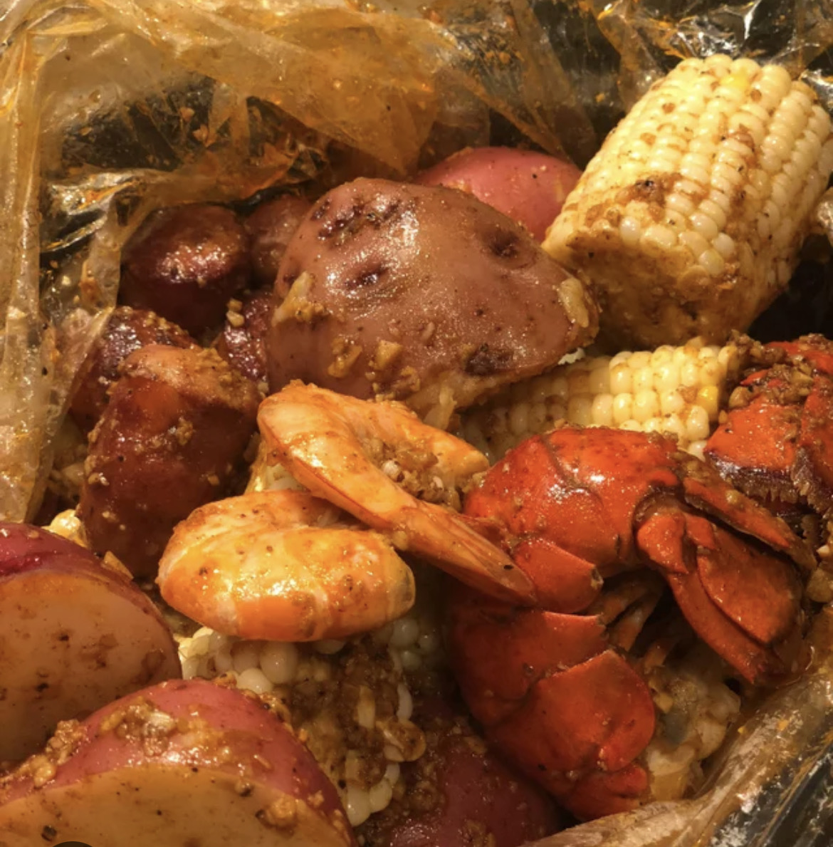 Order F)Lobster tails(1 lb) and Shrimp with no head(1lb) food online from Shakin Crab store, Manassas on bringmethat.com