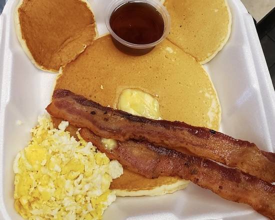 Order Pancakes, Eggs and Bacon food online from Hugo's Family Restaurant store, Santa Maria on bringmethat.com