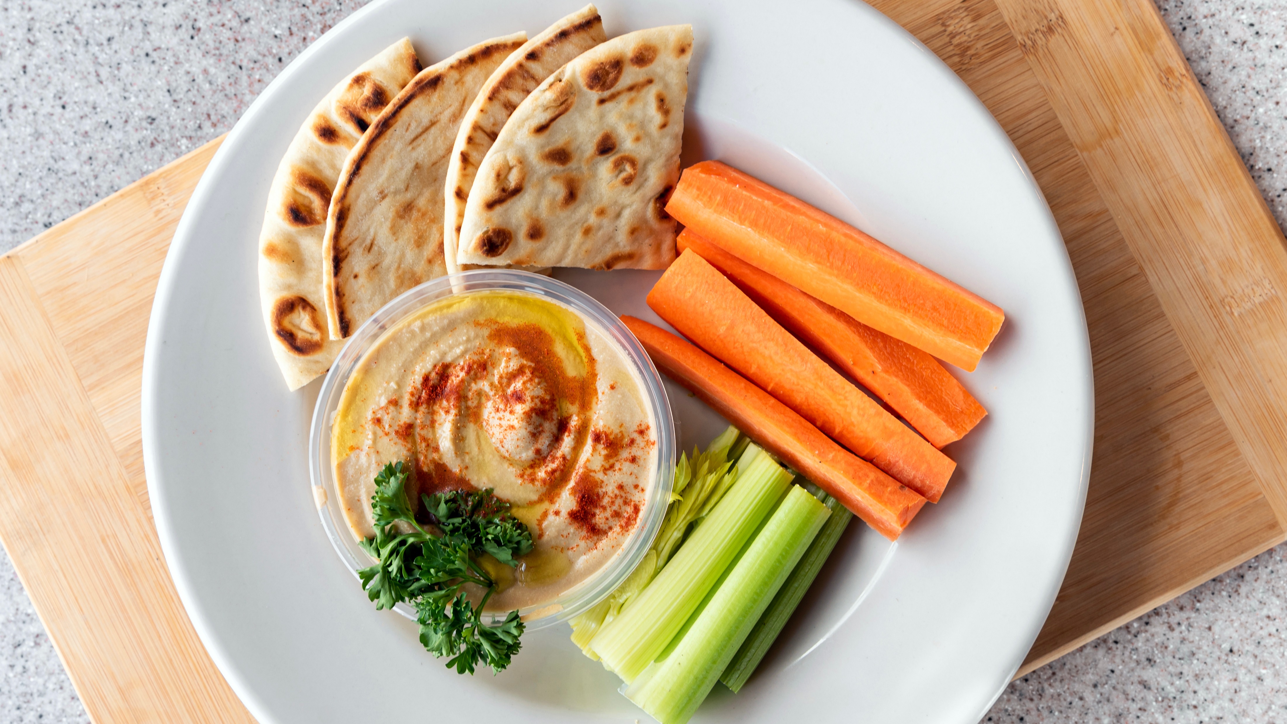 Order Hummus Platter food online from Hubs Chicken Gyros Ribs store, Chicago on bringmethat.com