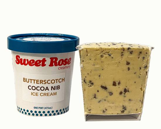 Order Butterscotch with Cocoa Nibs Ice Cream Pint food online from Sweet Rose store, Santa Monica on bringmethat.com