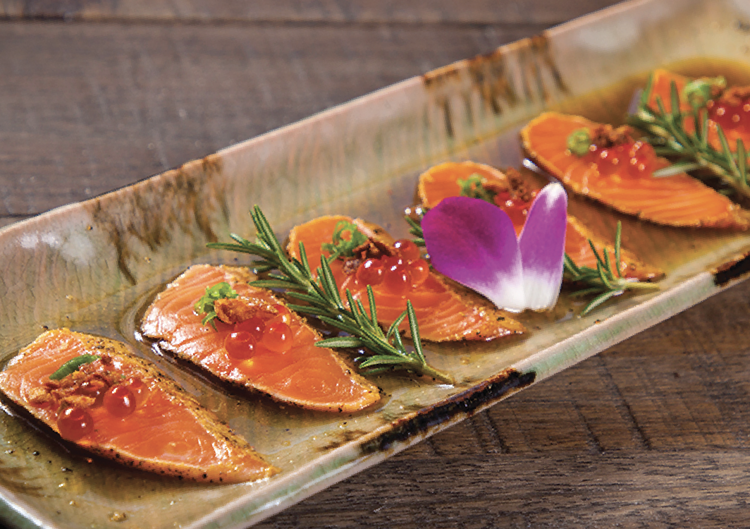 Order Seared Salmon Carpaccio food online from Asahi Sushi store, Granada Hills on bringmethat.com