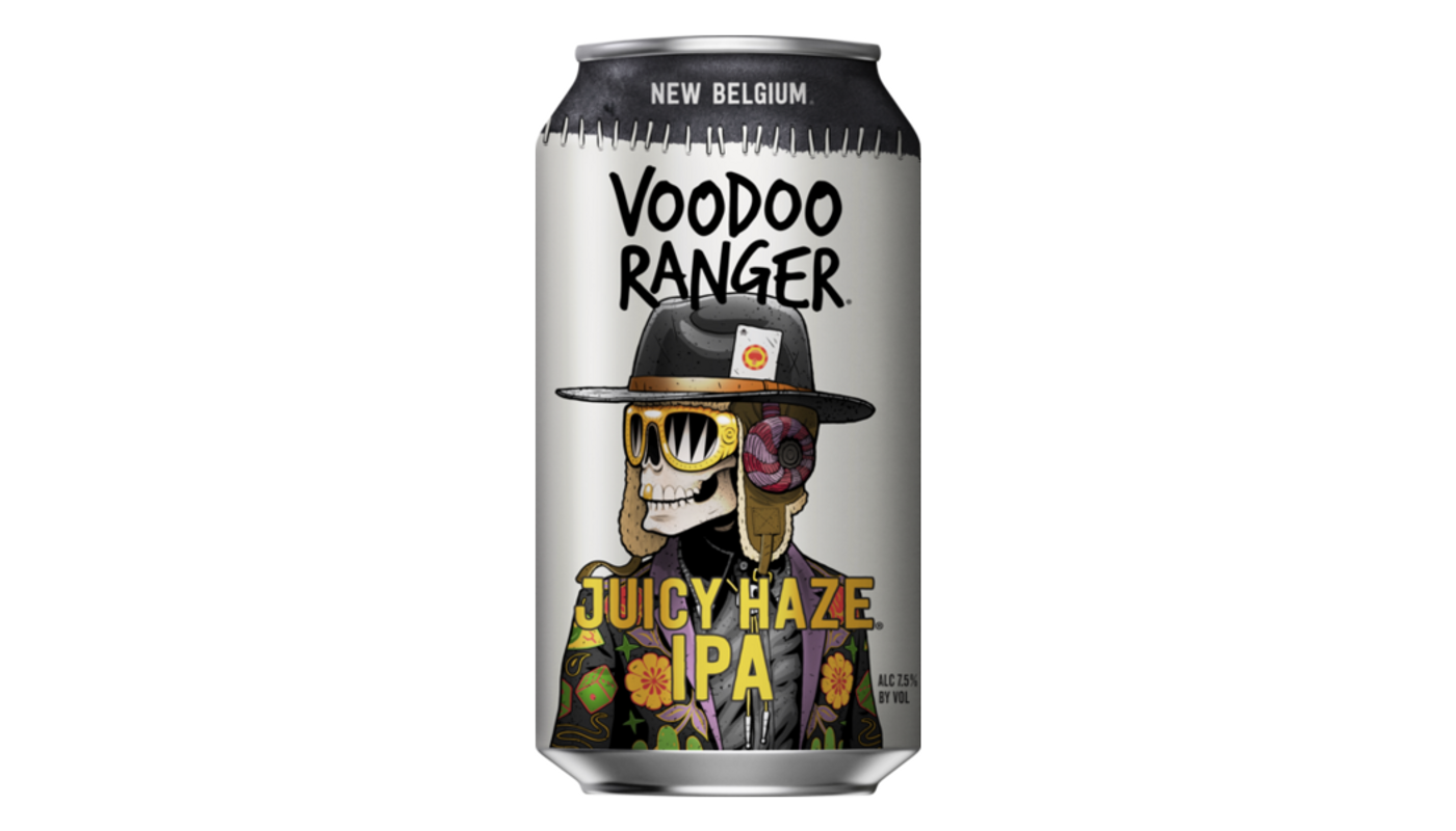 Order New Belgium Voodoo Ranger Juicy Haze IPA 6 Pack 12 oz Cans food online from Dimension Liquor store, Lake Forest on bringmethat.com
