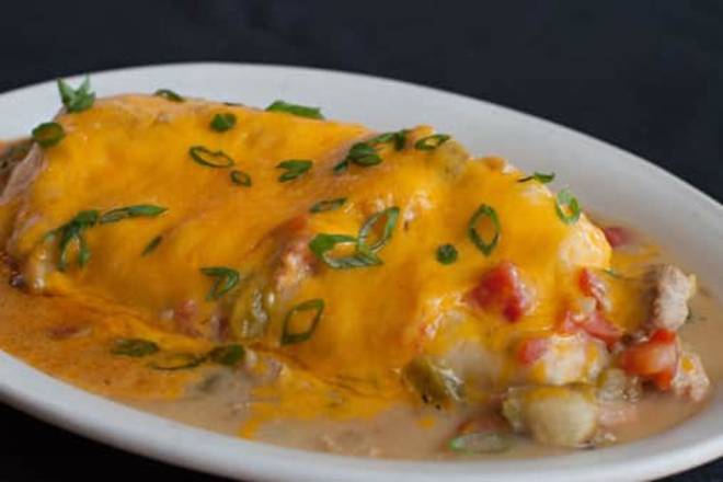 Order Green Chili Breakfast Burrito food online from NoNos Cafe store, Highlands Ranch on bringmethat.com