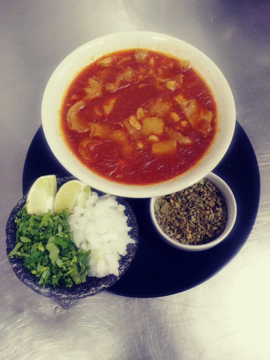 Order Menudo (Soup)  20 oz food online from Burrito Factory store, Sunland on bringmethat.com